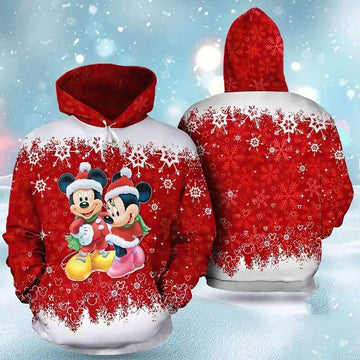 Christmas Mickey And Minnie Couple Love 3d Hoodie Zip Hoodie