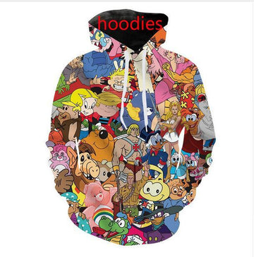 Hot Fashion Men Women Harajuku Style Cartoons Collage 80s Hoodies 3d Print Unisex Tops Hoodie
