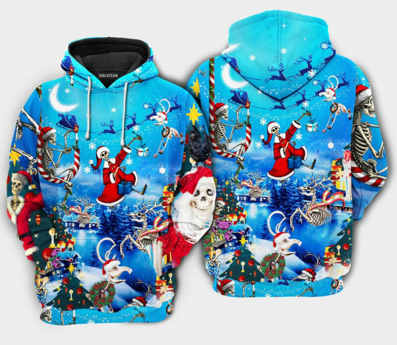 Christmas And Skull Merry Xmas Hoodie 3d