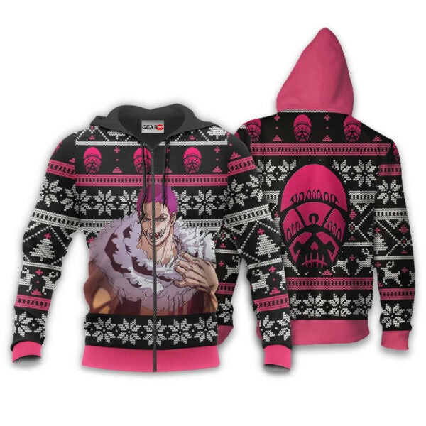 Charlotte Katakuri Ugly Christmas Sweater One Piece Anime 1k499 Fan Gift Stylist Unisex Cartoon Graphic Outfits Aop 3d Hoodie, Zip Hoodie 816