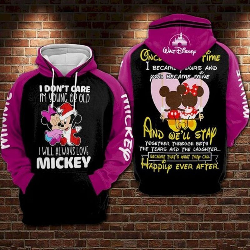 Mickey And Minnie Mouse Love Together All Over Printed Custom 3d Hoodie