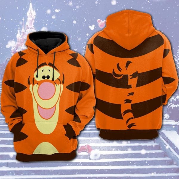 Tiger Winne The Pooh Pattern Disney Cartoon 2k627 Lover Gift , Winne The Pooh All Over Print 3d Hoodie 2641