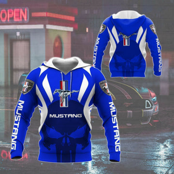 Punisher Ford Mustang Luxury Car 8k193 Fan Gift 3d Zip Hoodie Hoodie Ii0 2504