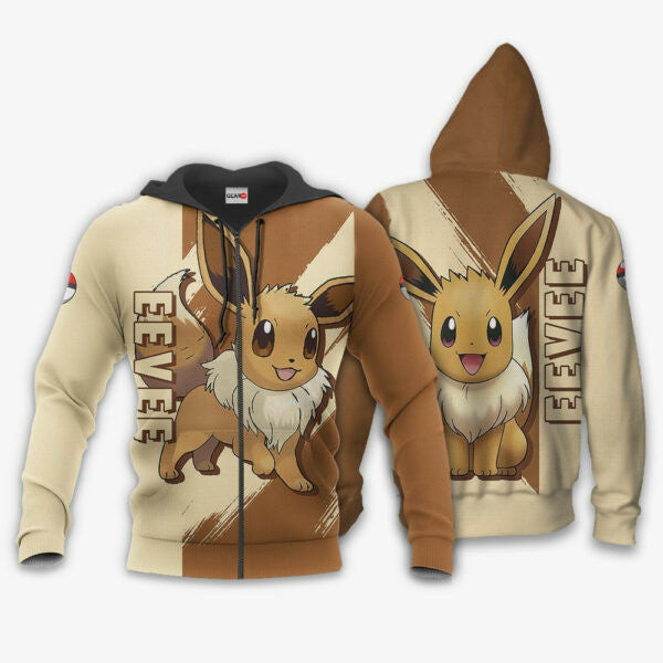 Eevee Anime Pokemon Manga 1k821 Fan Gift Stylist Unisex Cartoon Graphic Outfits Aop 3d Hoodie Zip Hoodie 1080