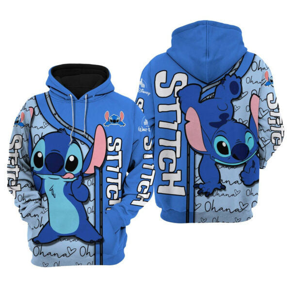 Dancing Stitch Fan Gift, Dancing Stitch Gift, Stylist Unisex Cartoon Graphic Outfits Aop Hoodie, Zip Hoodie 962
