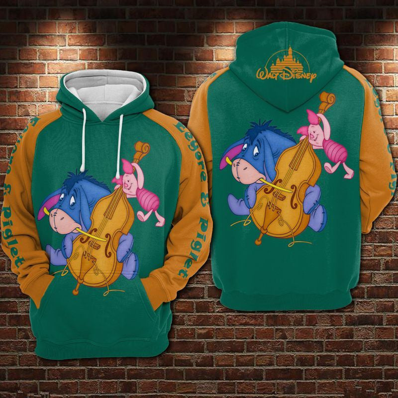 Eeyore And Piglet Winnie The Pooh Over Print 3d Hoodie Zip Hoodie