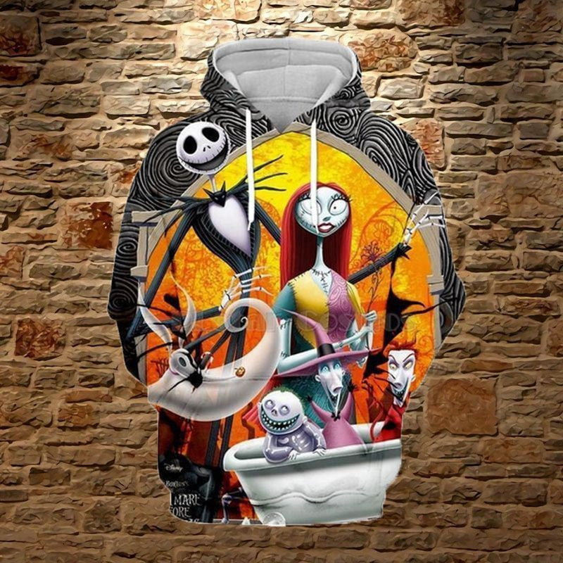 Jack Skellington Sally Nightmare Before Christmas Over Print 3d Hoodie Zip Hoodie 209