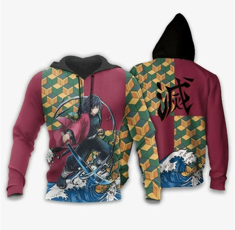 Demon Slayer Hoodie Giyu Tomioka Water Hashira Hoodie Kimetsu No Yaiba 3d Hoodie Zip Hoodie