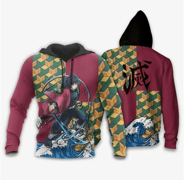 Demon Slayer Hoodie Giyu Tomioka Water Hashira Hoodie Kimetsu No Yaiba 3d Hoodie Zip Hoodie
