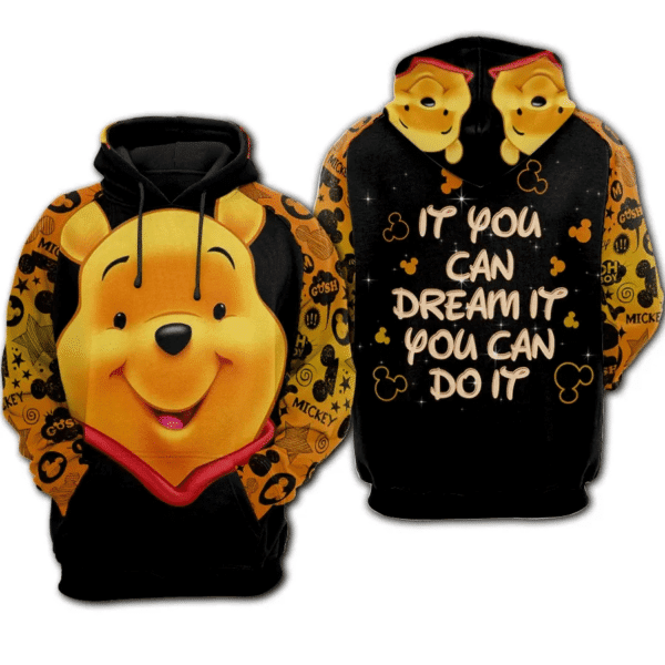 Pooh Bear Winne The Pooh Pattern Mickey Mouse Disney Cartoon 508 Fan Gift Stylist Unisex Cartoon Graphic Outfits Aop Hoodie 2438