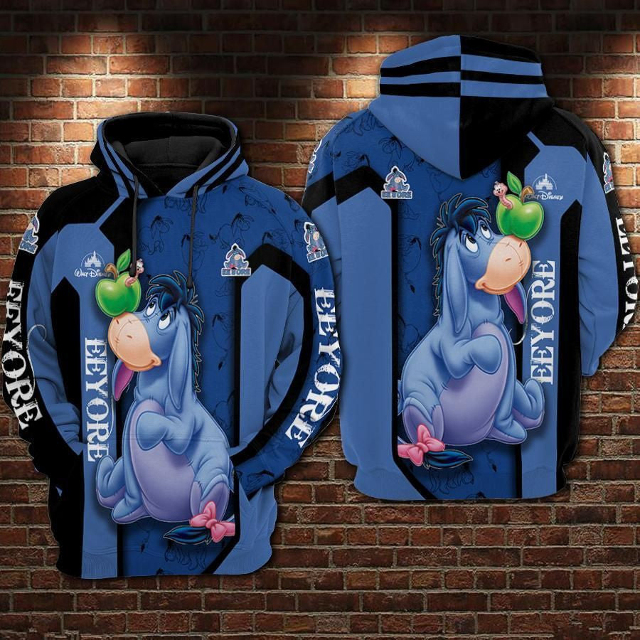 Eeyore And Green Apple Cartoon Winnie The Pooh Movies The Disney Over Print 3d Hoodie Zip Hoodie 119