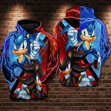 Sonic Over Print 3d Hoodie Zip Hoodie