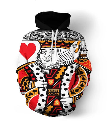 Poker King Of Hearts Over Print 3d Hoodie Zip Hoodie 2