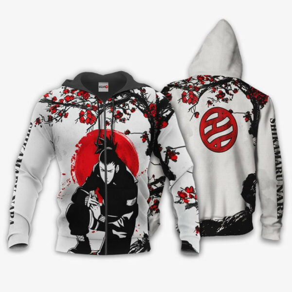 Shikamaru Japan Cherry Blossoms Naruto Anime 1k474 Fan Gift Stylist Unisex Cartoon Graphic Outfits Aop 3d Hoodie, Zip Hoodie 2357