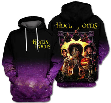 Hocus Pocus Galaxy Purple Black 3d Hoodie Zip Hoodie
