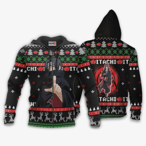 Akatsuki Itachi Naruto Christmas Naruto Anime 1k459 Fan Gift Stylist Unisex Cartoon Graphic Outfits Aop 3d Hoodie, Zip Hoodie 1760