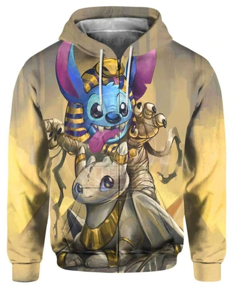 Egypt Cute Stitch And Light Fury Over Print 3d Hoodie Zip Hoodie 20