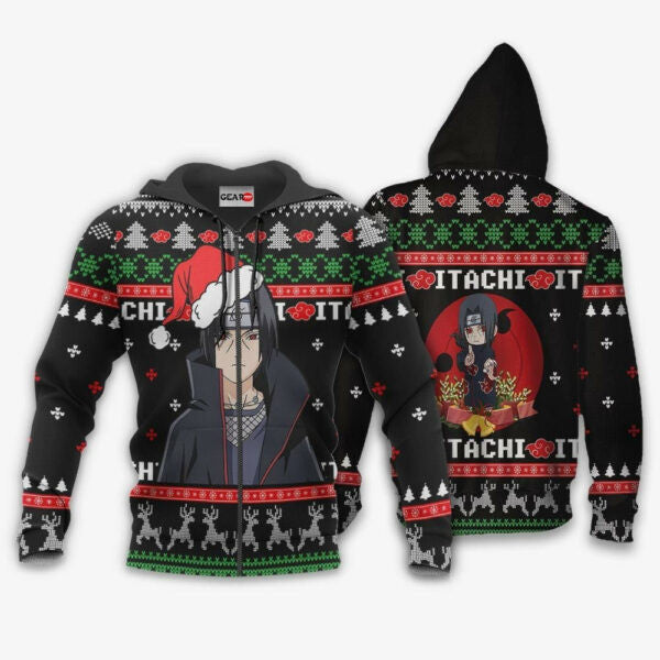 Santa Itachi Naruto Christmas Naruto Anime 1k457 Fan Gift Stylist Unisex Cartoon Graphic Outfits Aop 3d Hoodie, Zip Hoodie 2853