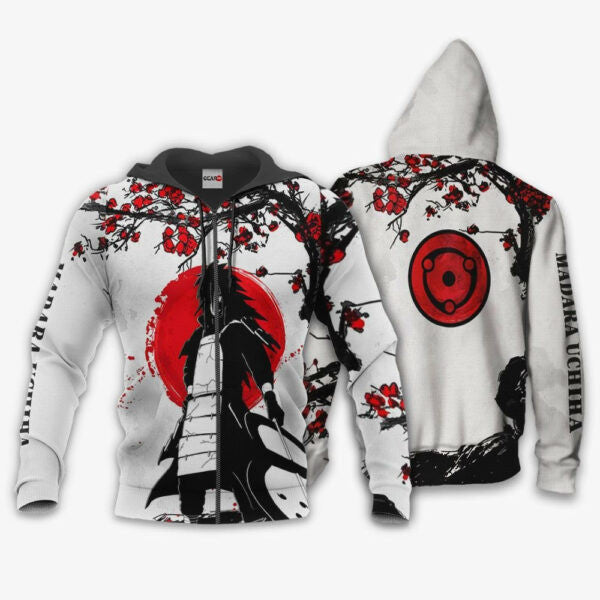 Uchiha Madara Japan Cherry Blossoms Naruto Anime 1k473 Fan Gift Stylist Unisex Cartoon Graphic Outfits Aop 3d Hoodie, Zip Hoodie 1819