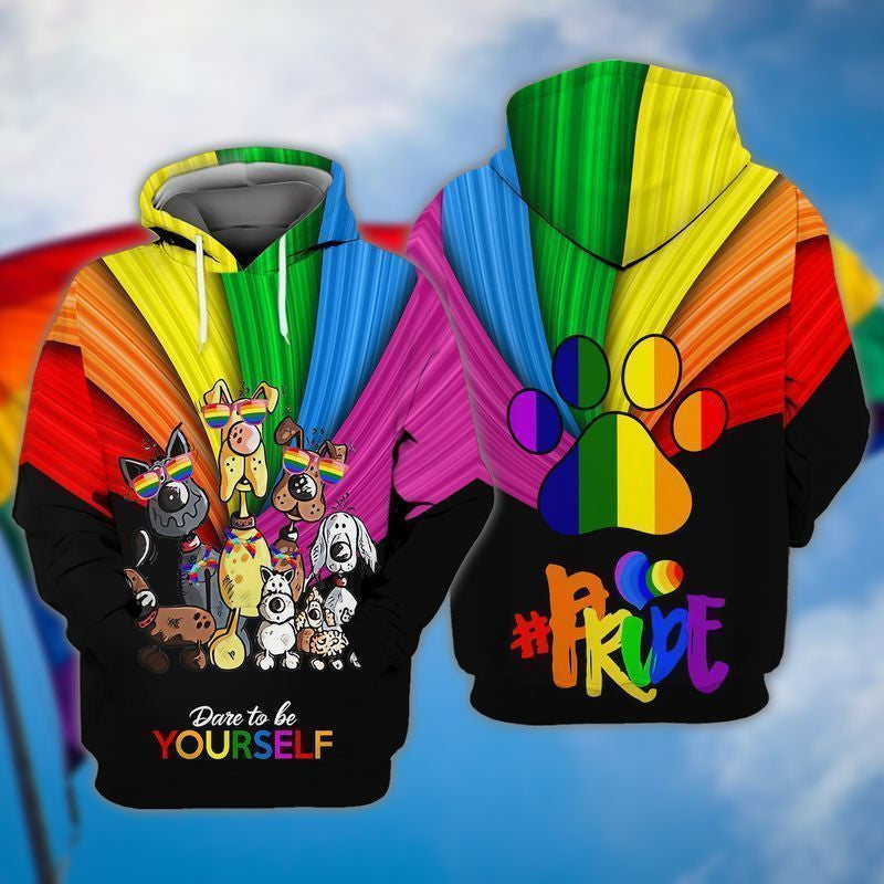 Pride Lgbt Dare To Be Yourself Dogs Lover For Men And Women 3d Hoodie Zip Hoodie