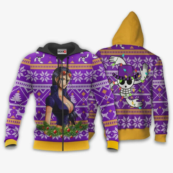 Nico Robin Ugly Christmas Sweater One Piece Anime 1k506 Fan Gift Stylist Unisex Cartoon Graphic Outfits Aop 3d Hoodie, Zip Hoodie 2681