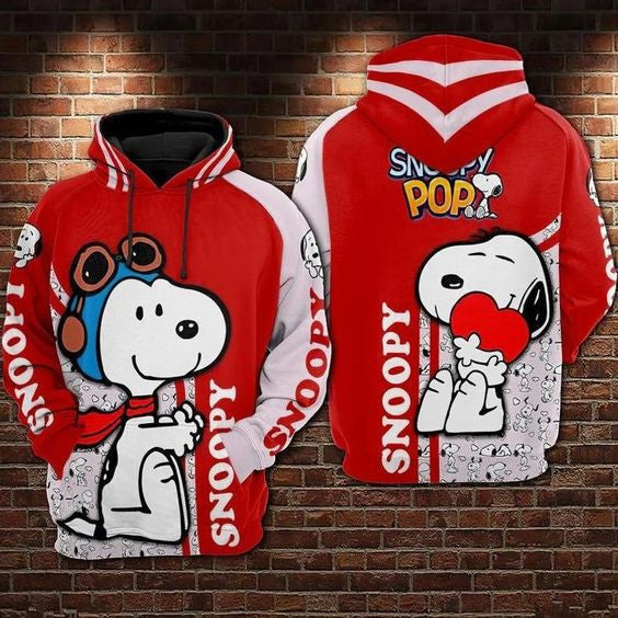 The Peanuts Snoopy Heart 118 Fan Gift Stylist Unisex Cartoon Graphic Outfits Aop Hoodie 2238