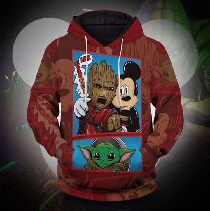 Groot Yoda Star Wars Mickey You Took Everything From Me 3d Hoodie Zip Hoodie