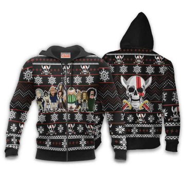 Red Hair Pirates Ugly Christmas Sweater One Piece Anime 1k495 Fan Gift Stylist Unisex Cartoon Graphic Outfits Aop 3d Hoodie, Zip Hoodie 2403