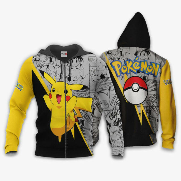Pikachu Anime Pokemon Manga 1k798 Fan Gift Stylist Unisex Cartoon Graphic Outfits Aop 3d Hoodie Zip Hoodie 1796