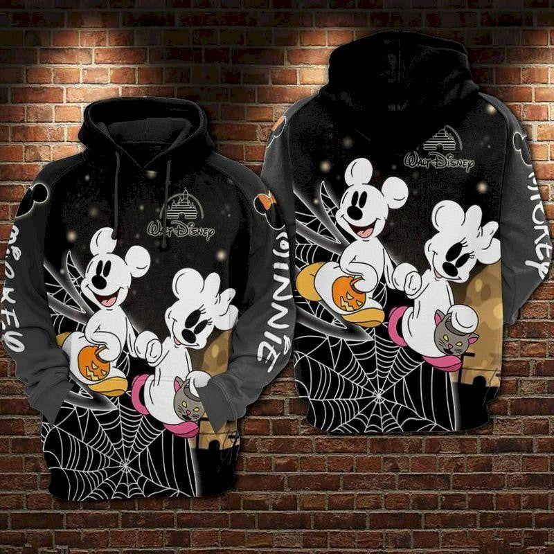 Disney Halloween Hoodie Minnie And Mm Ghost Halloween 3d Hoodie Zip Hoodie