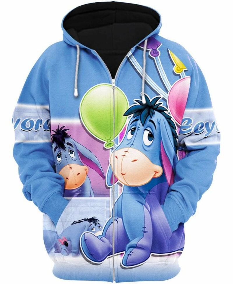 Eeyore Blue 3d Hoodie Zip Hoodie