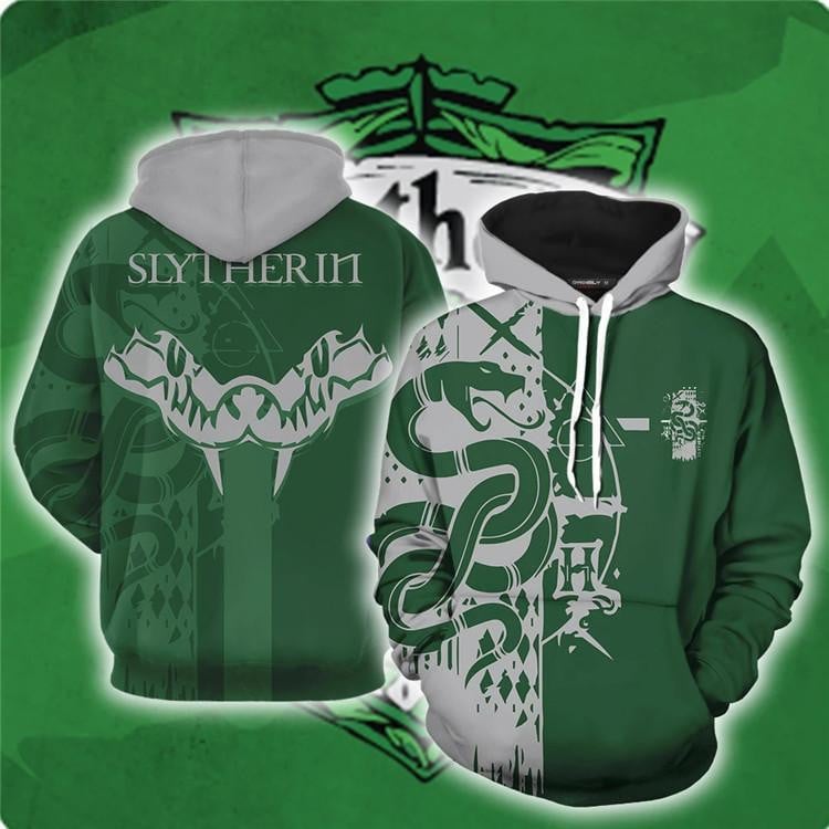 Harry Potter Slytherin Cosplay 3d Printed Long Sleeve Hoodie
