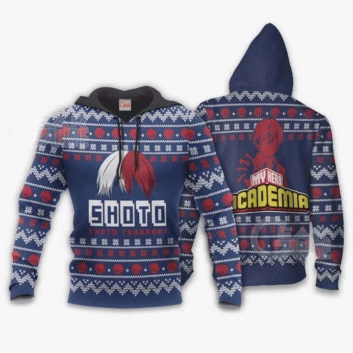 Shoto Todoroki Ugly Christmas My Hero Academia Anime Manga For Men And Women 3d Hoodie Zip Hoodie