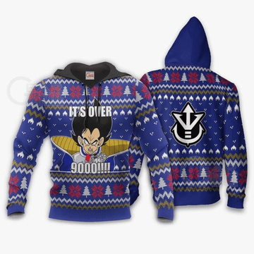 Vegeta Ugly Christmas It's Over 9000 Funny Dbz Anime Manga For Men And Women 3d Hoodie Zip Hoodie