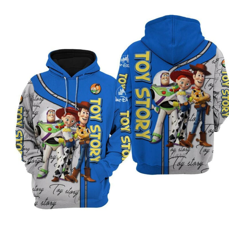 Disney Hoodie Toy Story Woody Buzz Jessie Blue 3d Hoodie Zip Hoodie