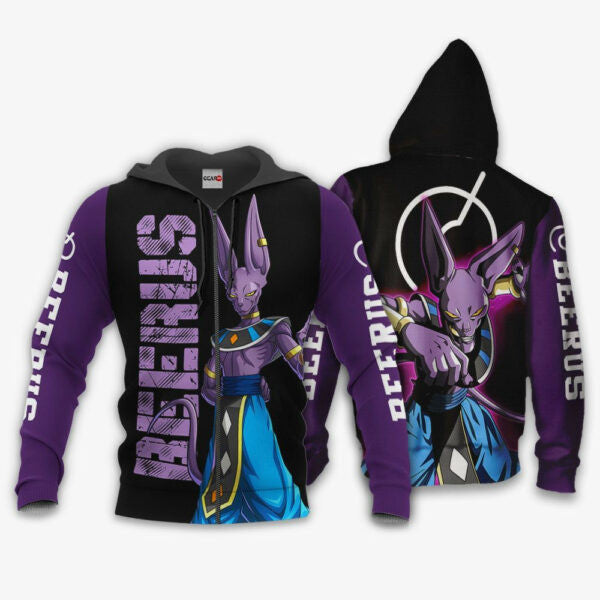 Beerus Dragon Ball Z Anime 1k267 Fan Gift Stylist Unisex Cartoon Graphic Outfits Aop 3d Hoodie, Zip Hoodie 964