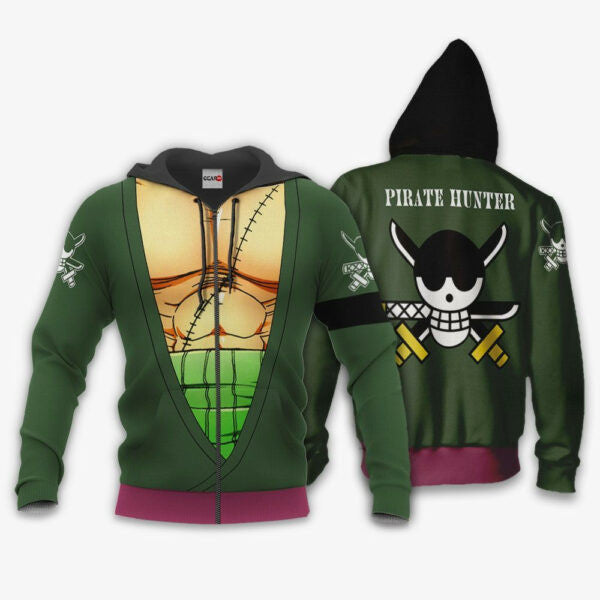 One Piece Roronoa Zoro Uniform Anime 3k325 Fan Gift Stylist Unisex Cartoon 3d Hoodie Zip Hoodie 2299