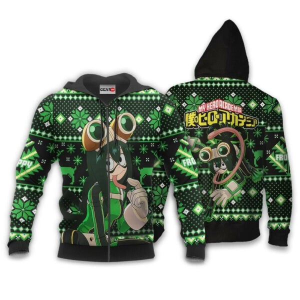 Tsuyu Asui Ugly Christmas Sweater Anime My Hero Academia Manga 2k45 Fan Gift Stylist Unisex Cartoon 3d Hoodie Zip Hoodie 1936