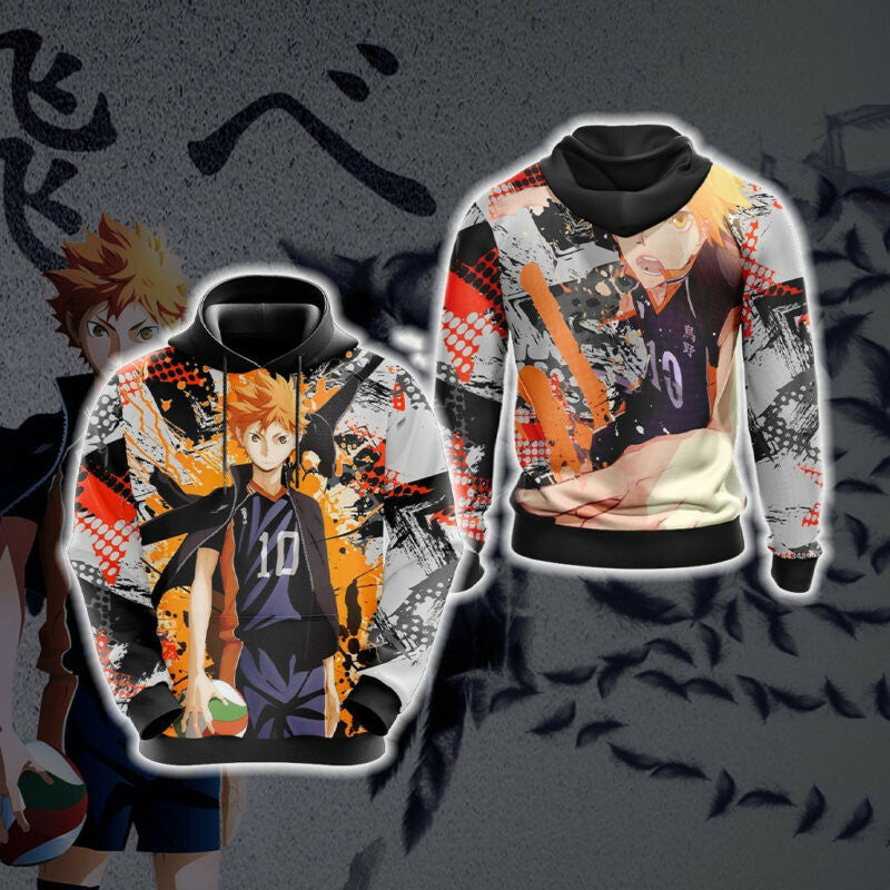 Haikyuu Hoodie Hinata Shoyo Cool Black White Hoodie Anime 3d Hoodie Zip Hoodie