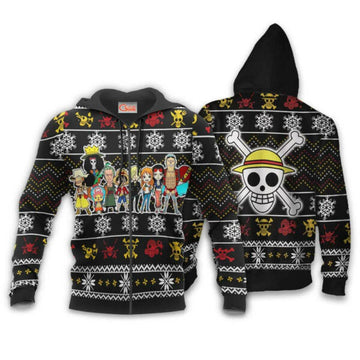 Heart Pirates Ugly Christmas Sweater One Piece Anime 1k490 Fan Gift Stylist Unisex Cartoon Graphic Outfits Aop 3d Hoodie, Zip Hoodie 903