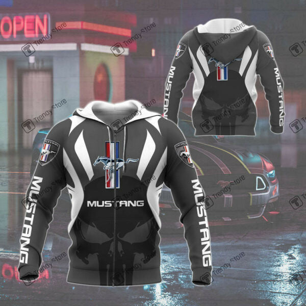Punisher Ford Mustang Luxury Car 8k192 Fan Gift 3d Zip Hoodie Hoodie Ii0 2113