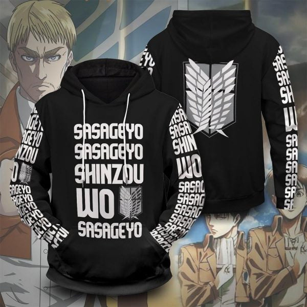 Attack On Titan Shinzou Wo Sasageyo Anime 2k571 Lover Gift ,attack On Titan Shinzou Wo Sasageyo All Over Print 3d Hoodie 640