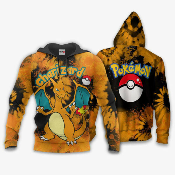 Charizard Anime Pokemon Manga Tie Dye Style 1k735 Fan Gift Stylist Unisex Cartoon Graphic Outfits Aop 3d Hoodie, Zip Hoodie 1380
