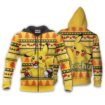 Pikachu Anime Pokemon Manga Ugly Christmas Sweater 1k803 Fan Gift Stylist Unisex Cartoon Graphic Outfits Aop 3d Hoodie Zip Hoodie 1999