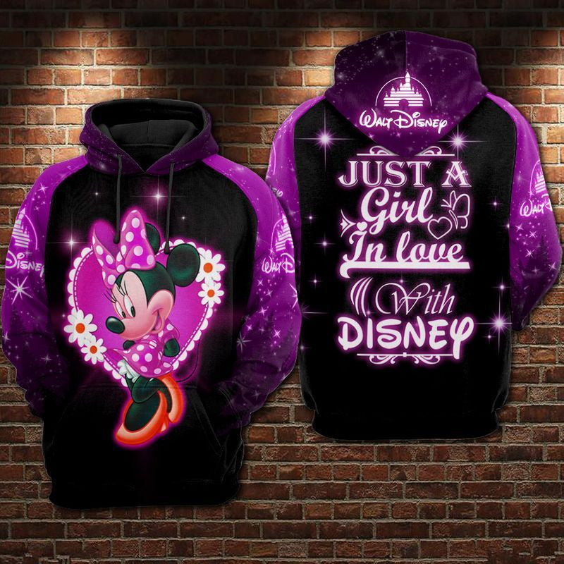 Juts A Girl In Love Mickey Over Print 3d Hoodie Zip Hoodie 574