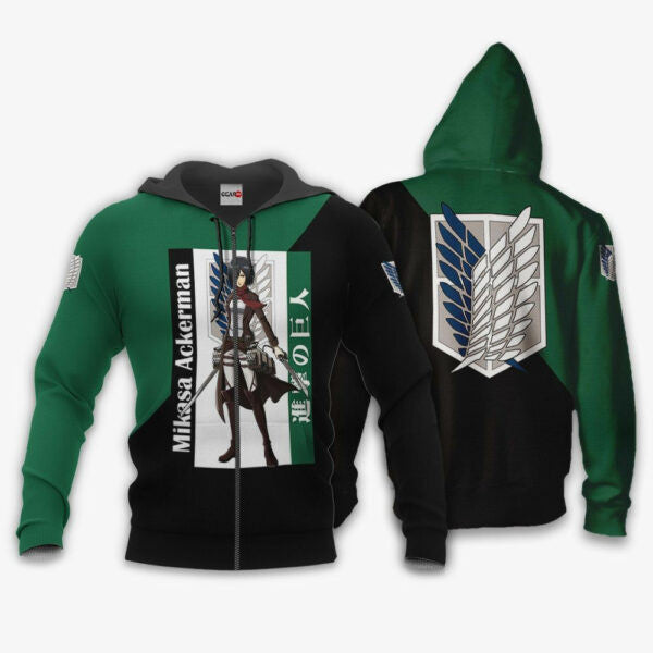 Mikasa Ackerman Attack On Titan Anime 3k211 Fan Gift Stylist Unisex Cartoon 3d Hoodie Zip Hoodie 2455