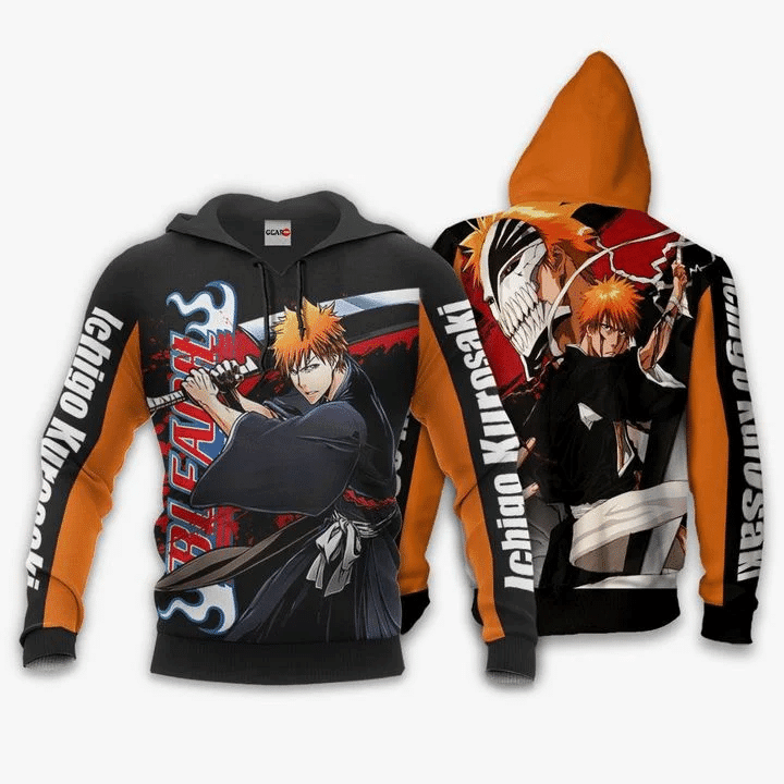 Ichigo Kurosaki Anime Manga Bleach 1 For Men And Women 3d Hoodie Zip Hoodie