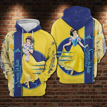 Disney Snow White And The Seven Dwarfs Blue Yellow 3d Hoodie Zip Hoodie