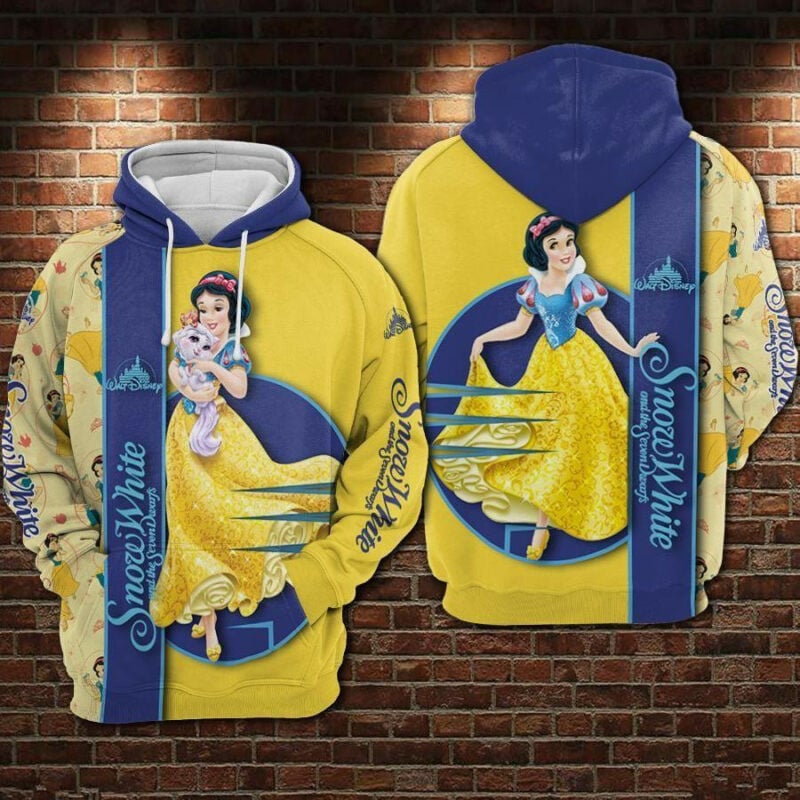 Disney Snow White And The Seven Dwarfs Blue Yellow 3d Hoodie Zip Hoodie