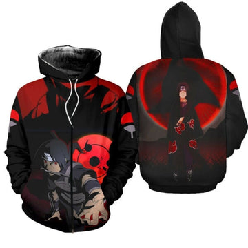Itachi Sharingan Eyes Akatsuki Naruto Anime 2k858 Fan Gift Stylist Unisex Cartoon 3d Hoodie Zip Hoodie 986